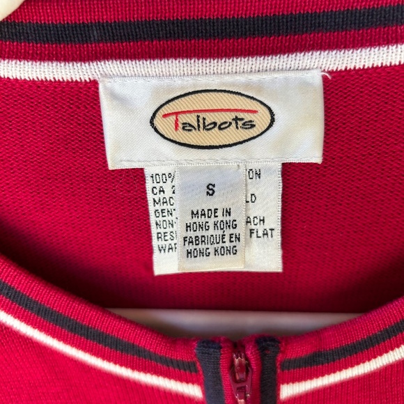 Talbots Sweater Red with Anchor Embroidery Full Zip 100% Cotton Women's Small - Picture 4 of 7
